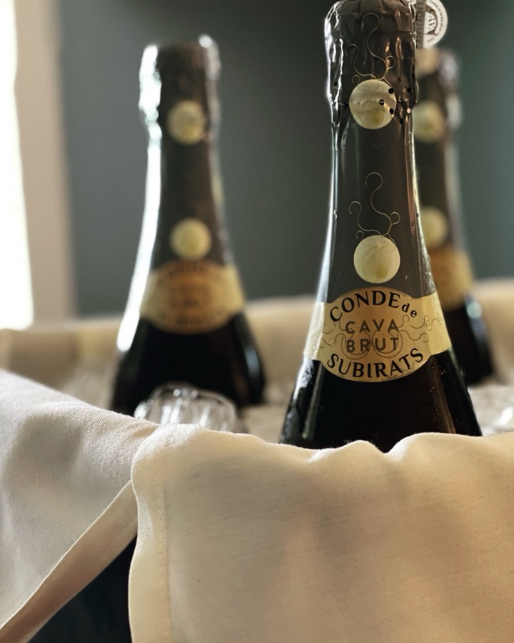 Bottles of sparkling cava