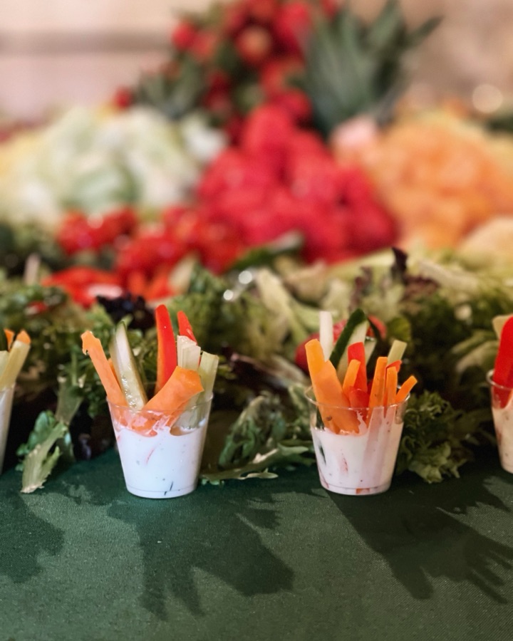 Vegetable cups on a holiday catering table