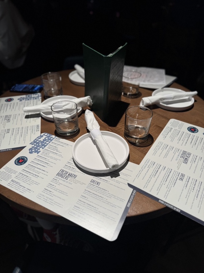 Restaurant table set with menus