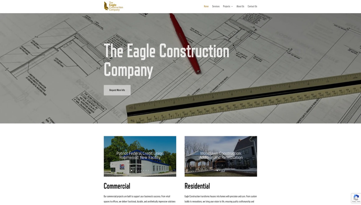 Homepage of the Eagle Construction website