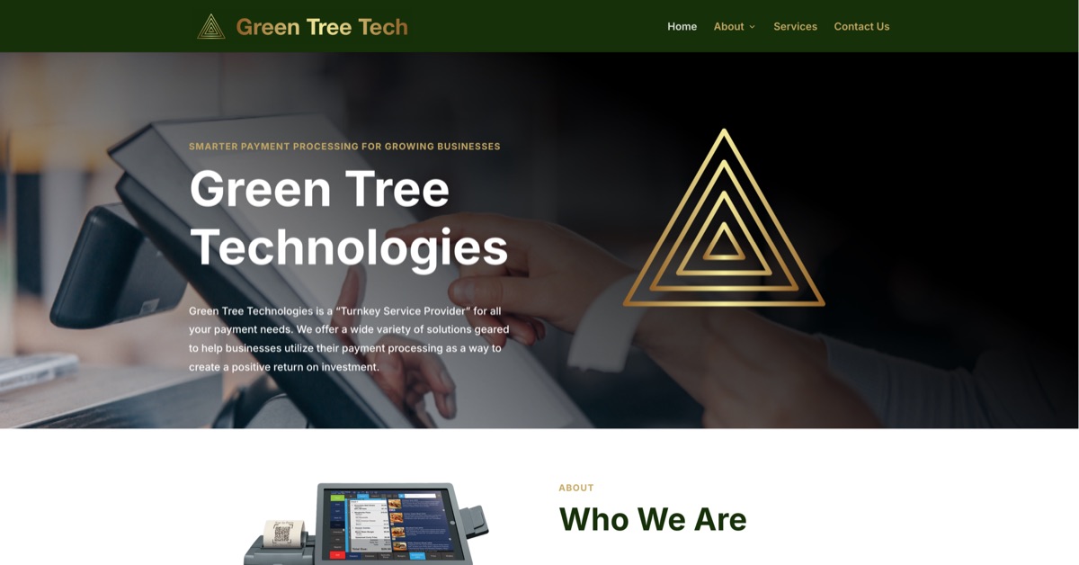 Homepage of the Green Tree Technologies website