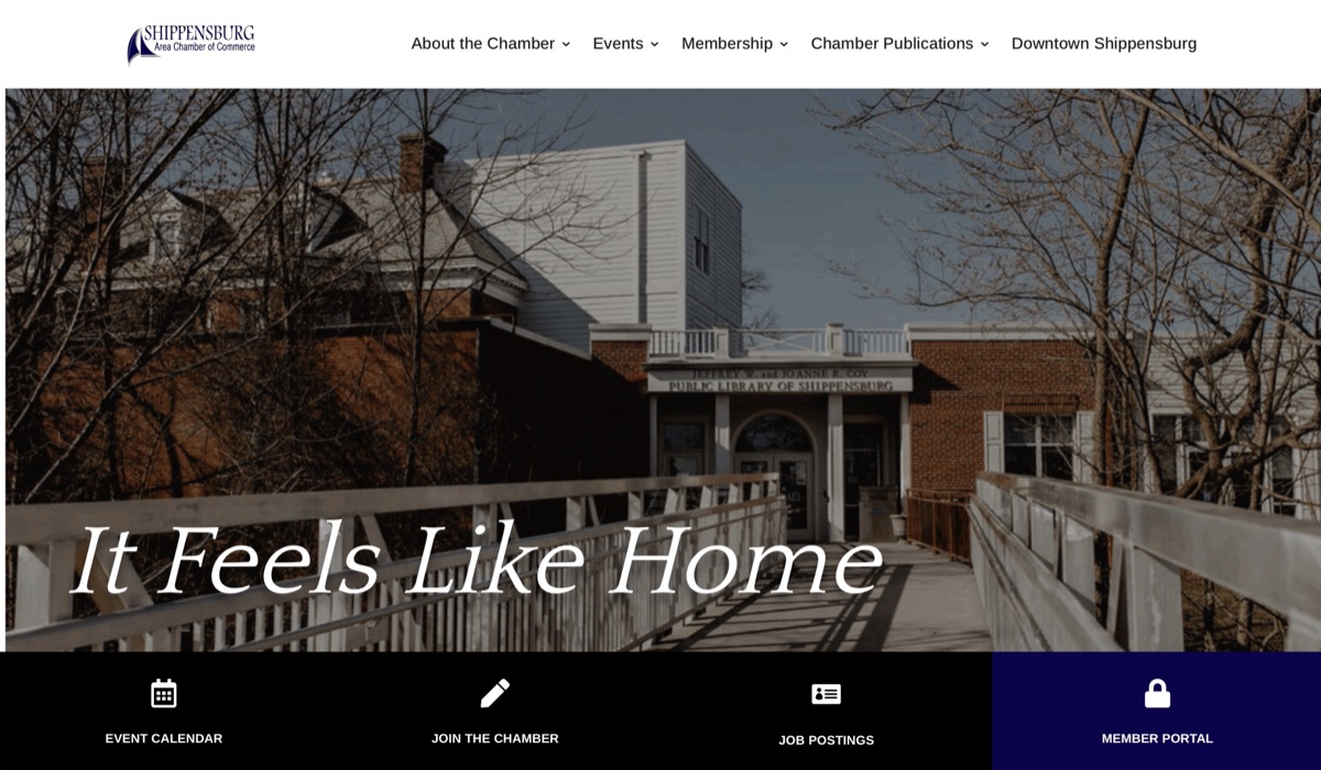 Homepage of the Shippensburg Area Chamber of Commerce website
