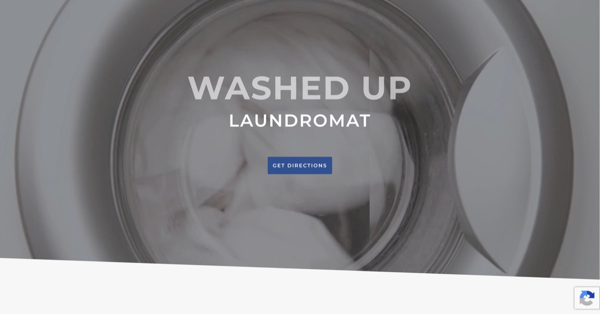 Homepage of the Washed Up Laundromat website
